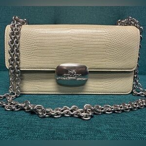 Coach Eliza Pale Green Lizard Embossed Shoulder and Crossbody CR106 SV/AG MINT!